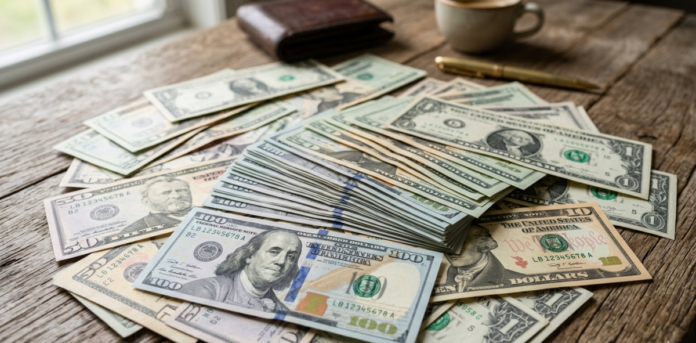 mesa con dolares